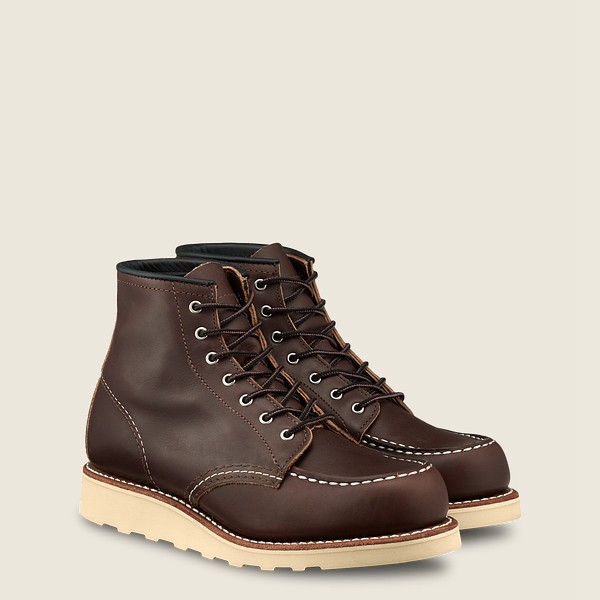 Botas Red Wing Heritage Mujer Marrom Oscuro - 6-Inch Classic Moc - Short Oro-Iginal Cuero - 457-FNRV